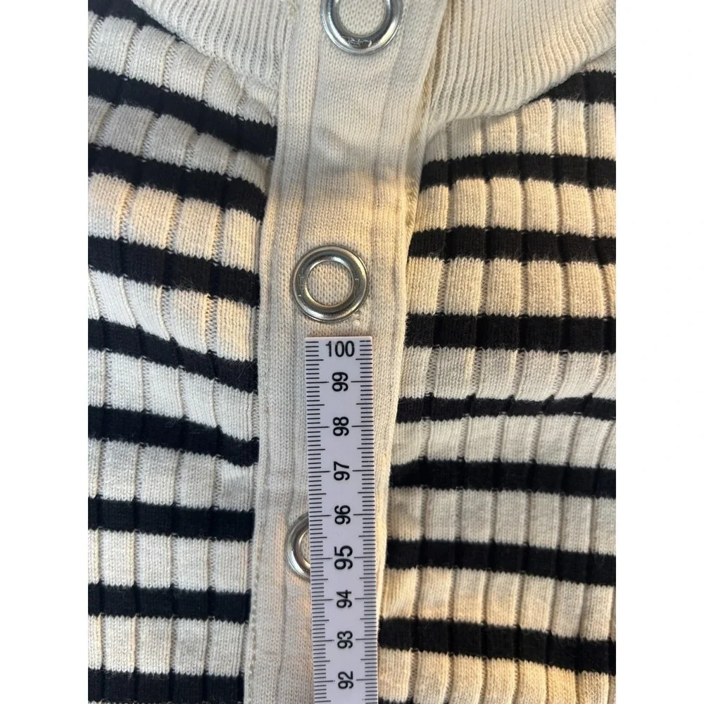 Ralph Lauren Sweater Women's Small Petites Black White Striped Cotton Pullover